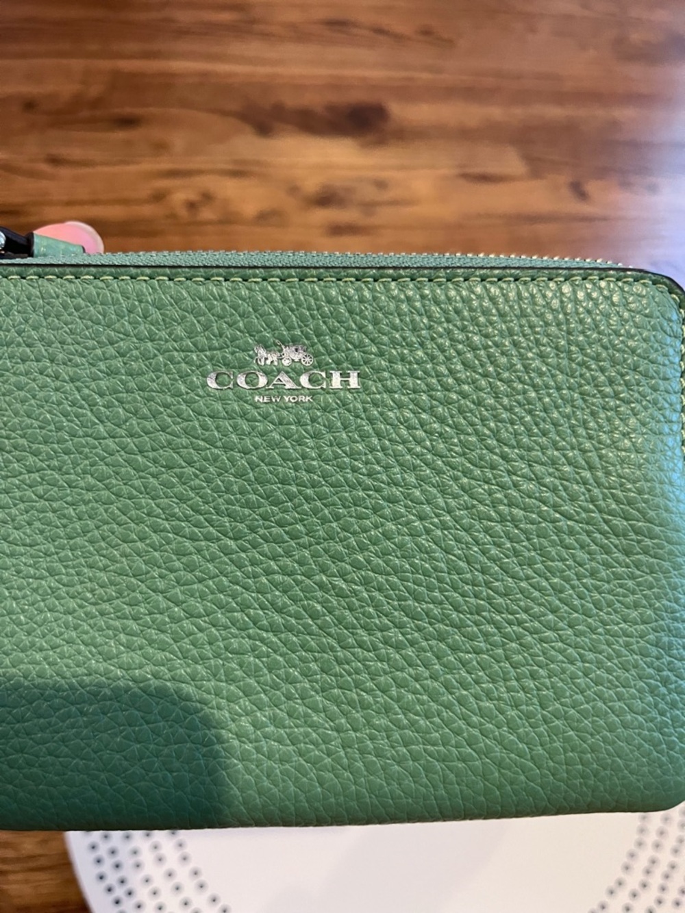 Coach Green Pebbled Leather Wristlet - Picture 2 of 7